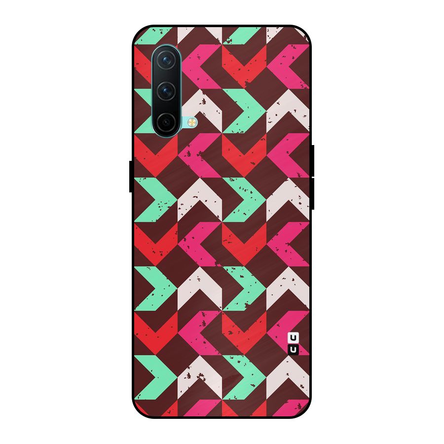 Retro Red Pink Pattern Metal Back Case for OnePlus Nord CE 5G