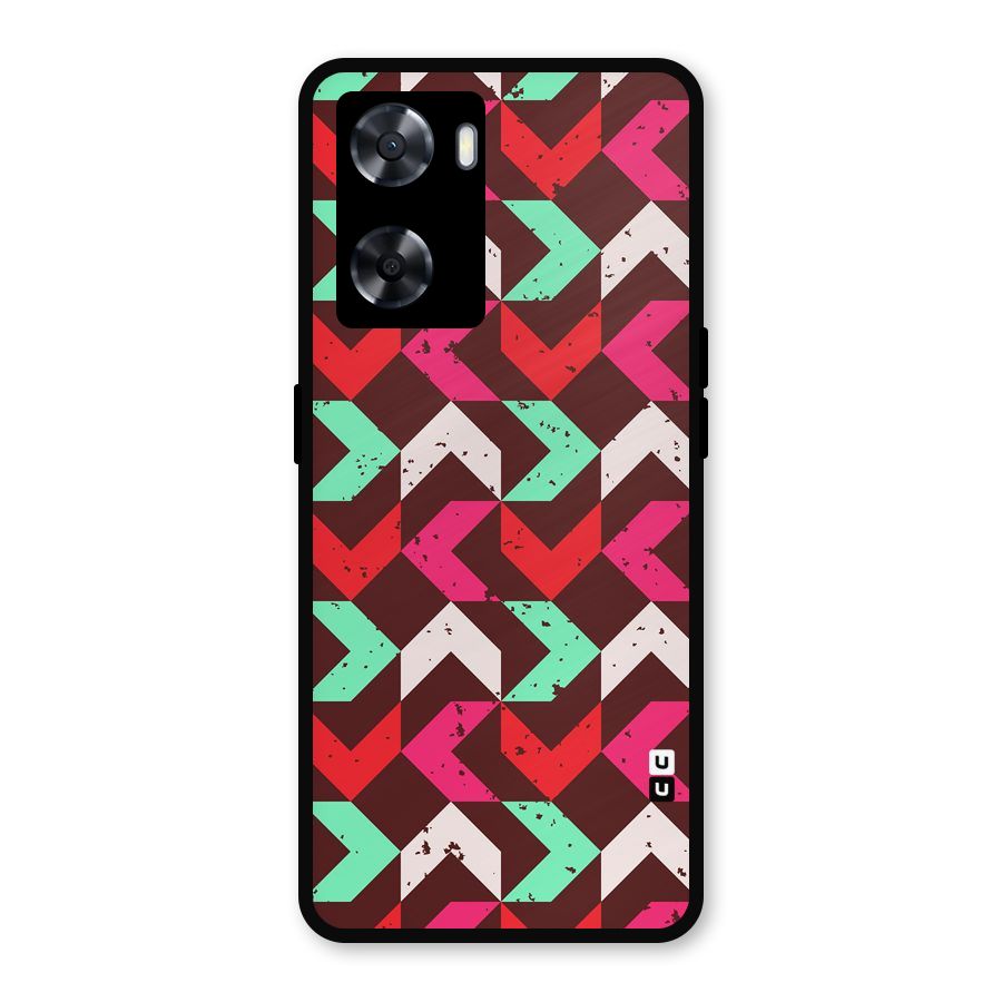Retro Red Pink Pattern Metal Back Case for Oppo A77