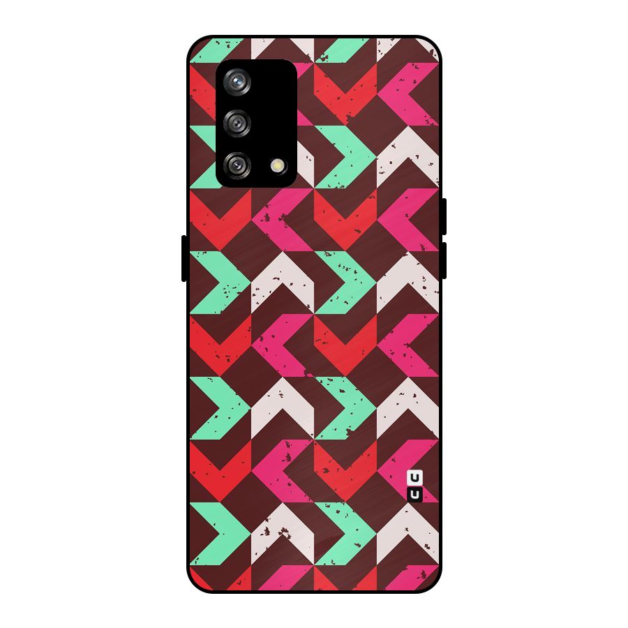 Retro Red Pink Pattern Metal Back Case for Oppo F19