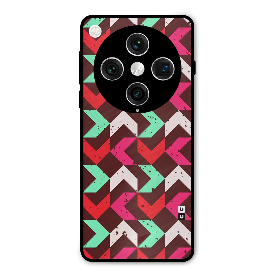 Retro Red Pink Pattern Metal Back Case for Oppo Find X8 Pro