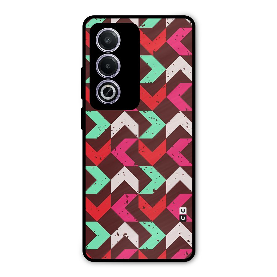 Retro Red Pink Pattern Metal Back Case for Oppo K12x
