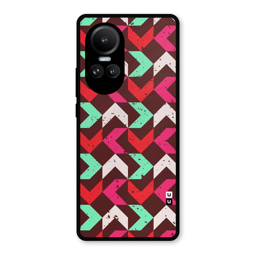 Retro Red Pink Pattern Metal Back Case for Oppo Reno10