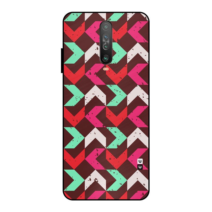 Retro Red Pink Pattern Metal Back Case for Poco X2