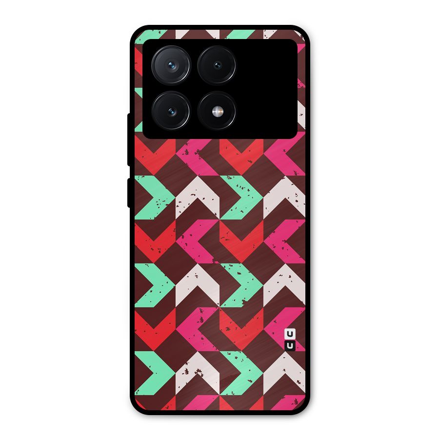 Retro Red Pink Pattern Metal Back Case for Poco X6 Pro