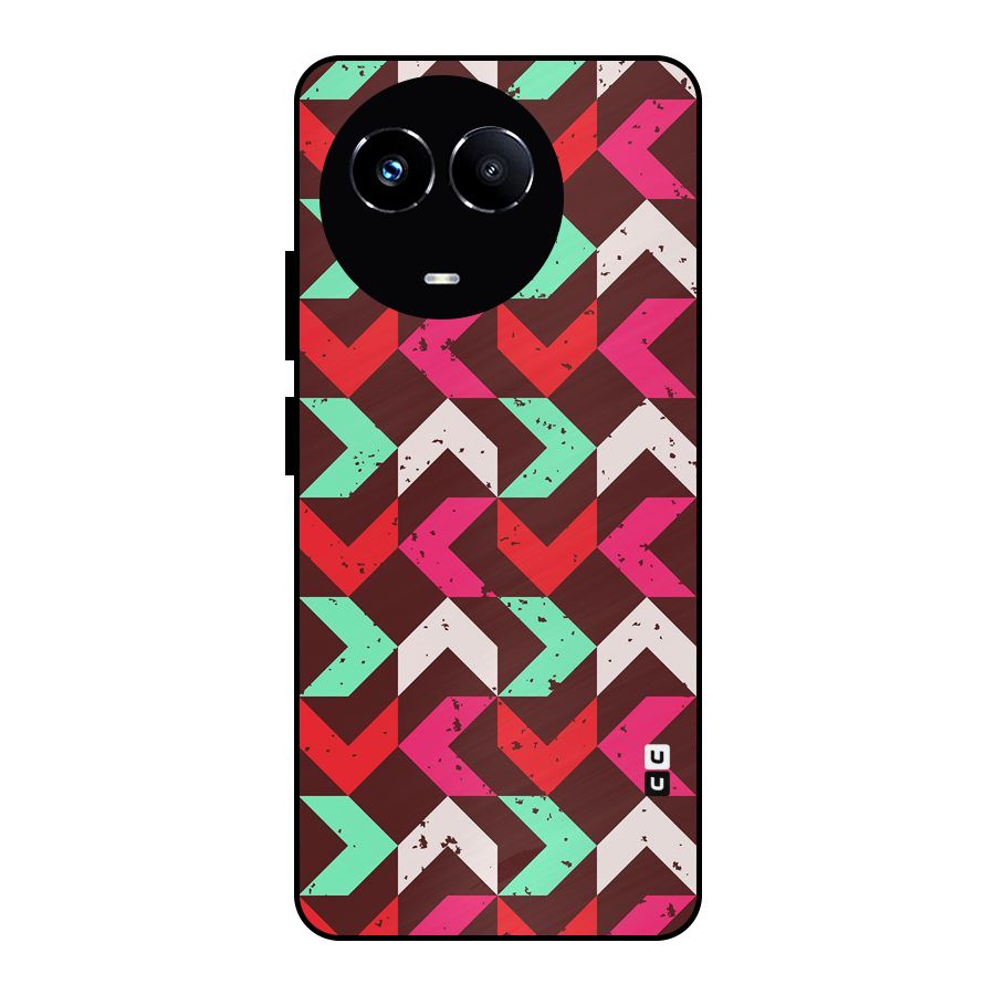 Retro Red Pink Pattern Metal Back Case for Realme 11X