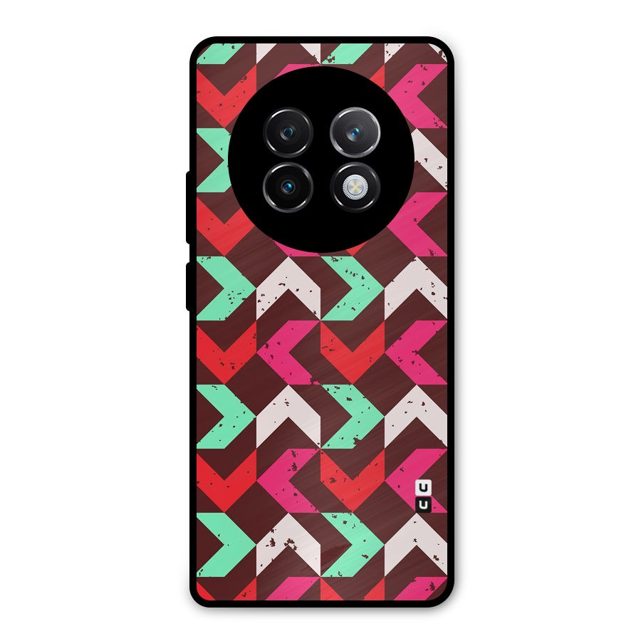 Retro Red Pink Pattern Metal Back Case for Realme 13 Plus
