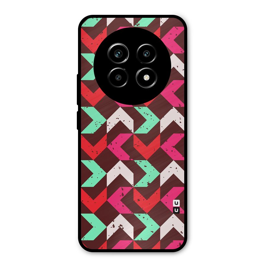 Retro Red Pink Pattern Metal Back Case for Realme 14 Pro Lite