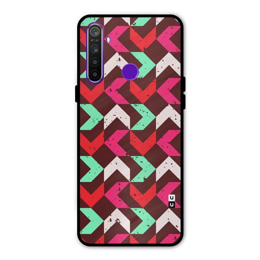 Retro Red Pink Pattern Metal Back Case for Realme 5
