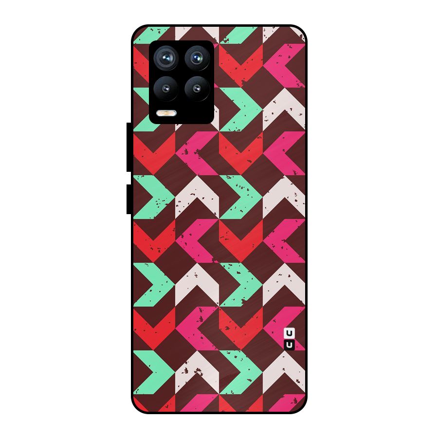 Retro Red Pink Pattern Metal Back Case for Realme 8 Pro