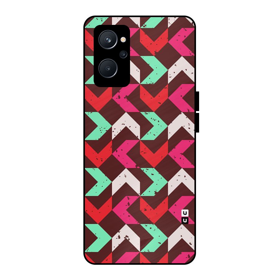 Retro Red Pink Pattern Metal Back Case for Realme 9i 5G
