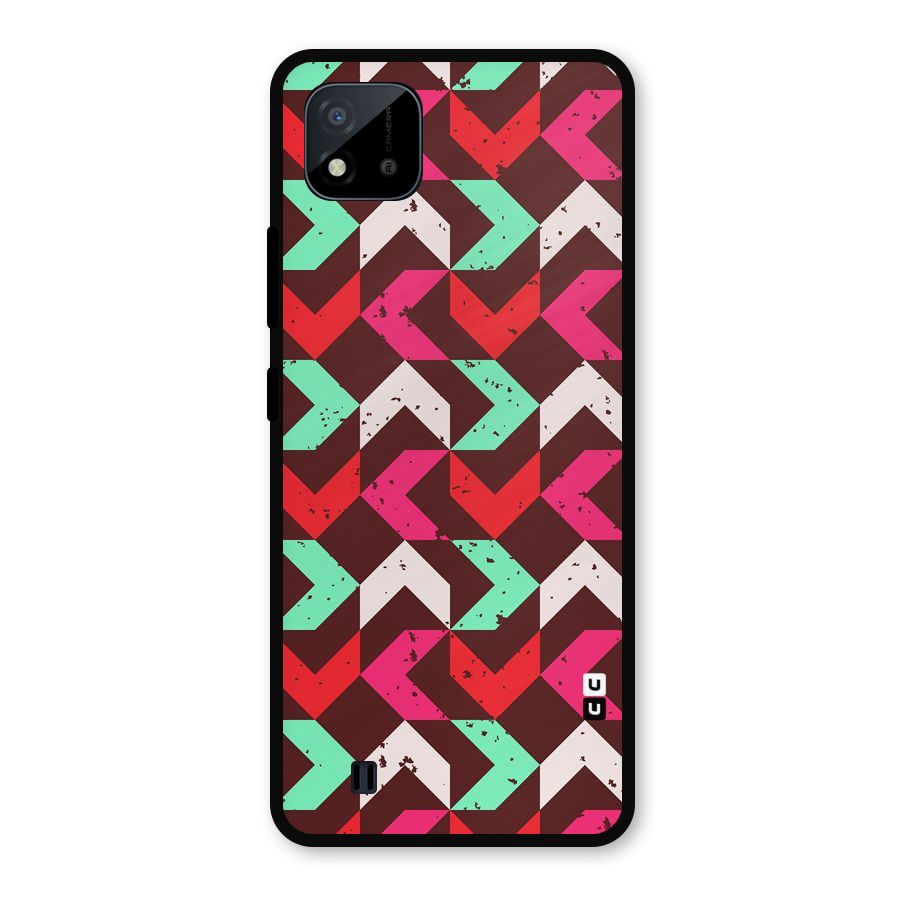 Retro Red Pink Pattern Metal Back Case for Realme C11 2021