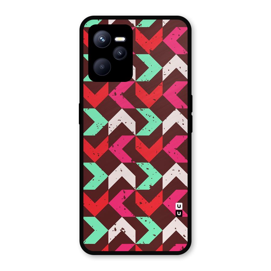 Retro Red Pink Pattern Metal Back Case for Realme C35