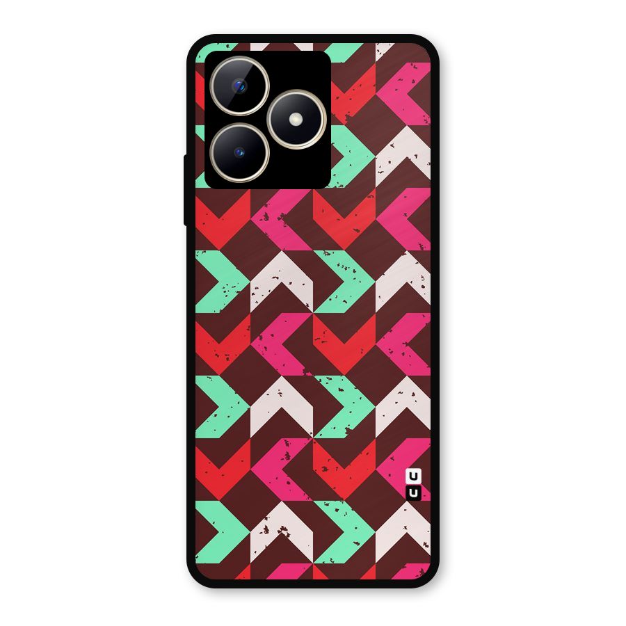 Retro Red Pink Pattern Metal Back Case for Realme C53