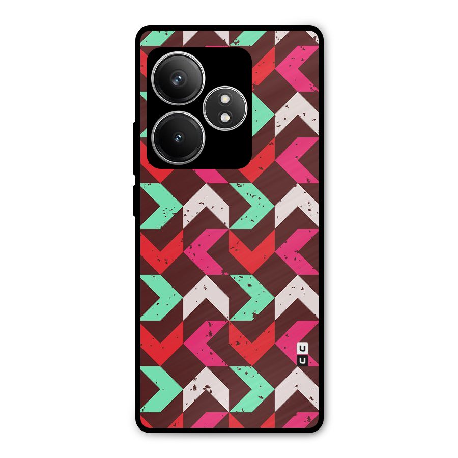 Retro Red Pink Pattern Metal Back Case for Realme GT 6T