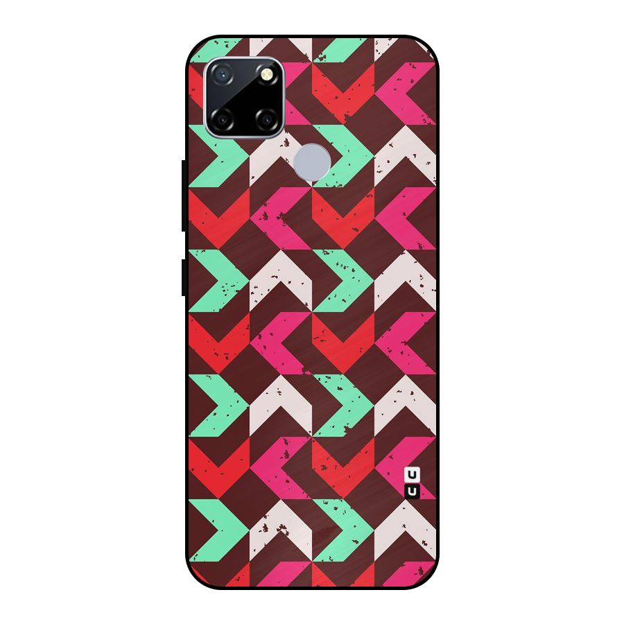 Retro Red Pink Pattern Metal Back Case for Realme Narzo 20