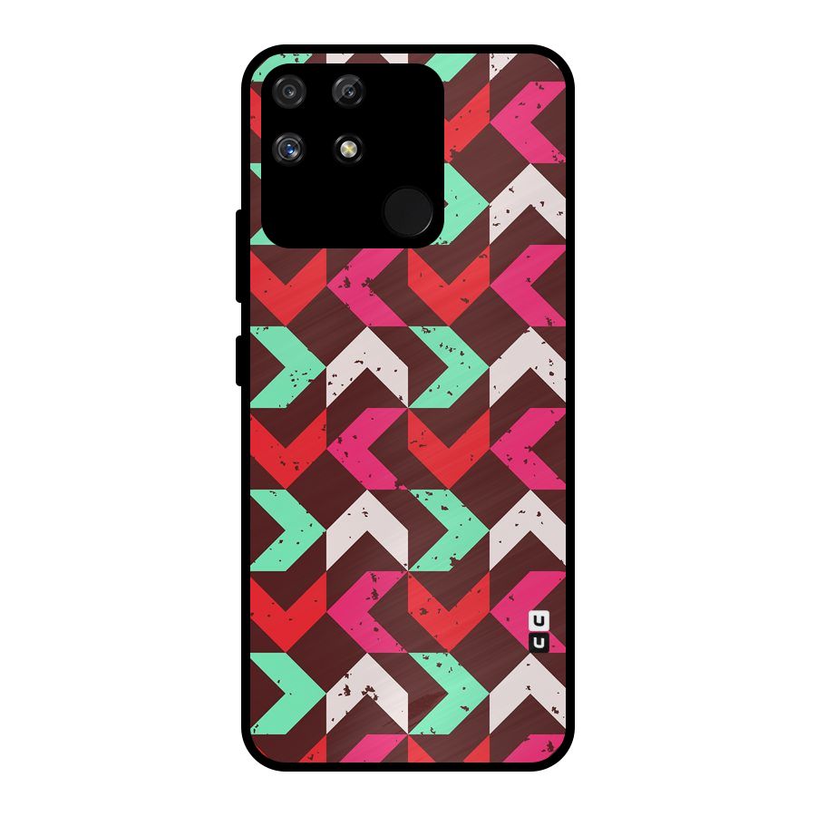 Retro Red Pink Pattern Metal Back Case for Realme Narzo 50A