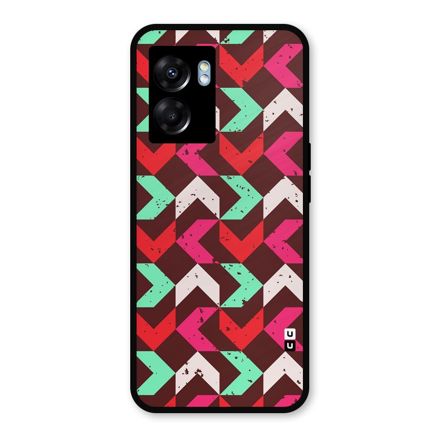 Retro Red Pink Pattern Metal Back Case for Realme Narzo 50 5G