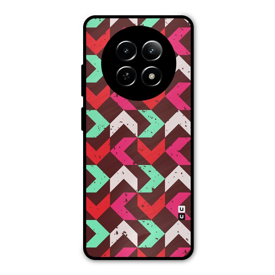 Retro Red Pink Pattern Metal Back Case for Realme Narzo 70x 5G