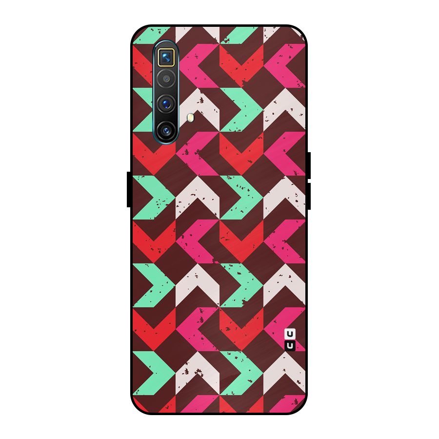 Retro Red Pink Pattern Metal Back Case for Realme X3