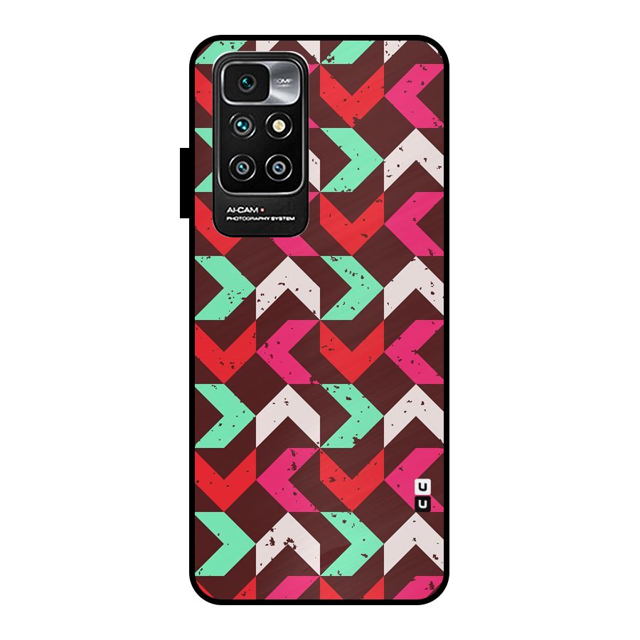 Retro Red Pink Pattern Metal Back Case for Redmi 10 Prime