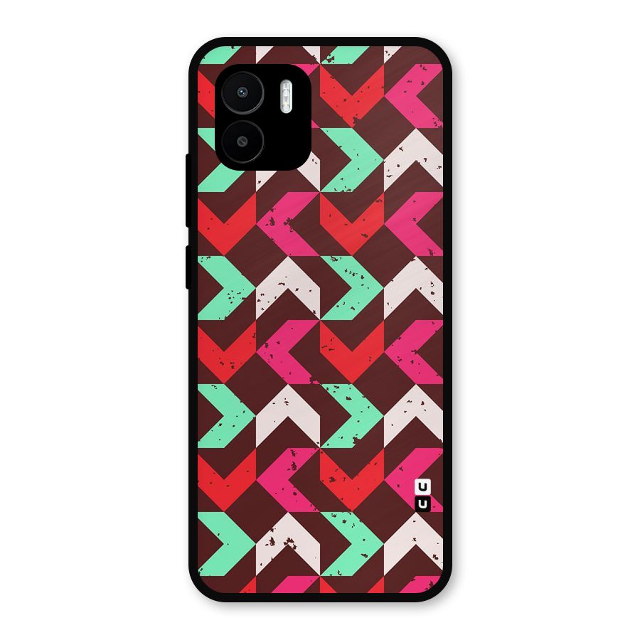 Retro Red Pink Pattern Metal Back Case for Redmi A2