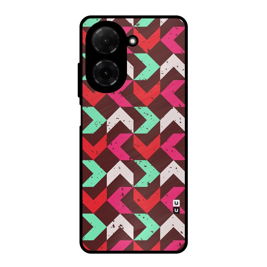 Retro Red Pink Pattern Metal Back Case for Redmi A5 4G