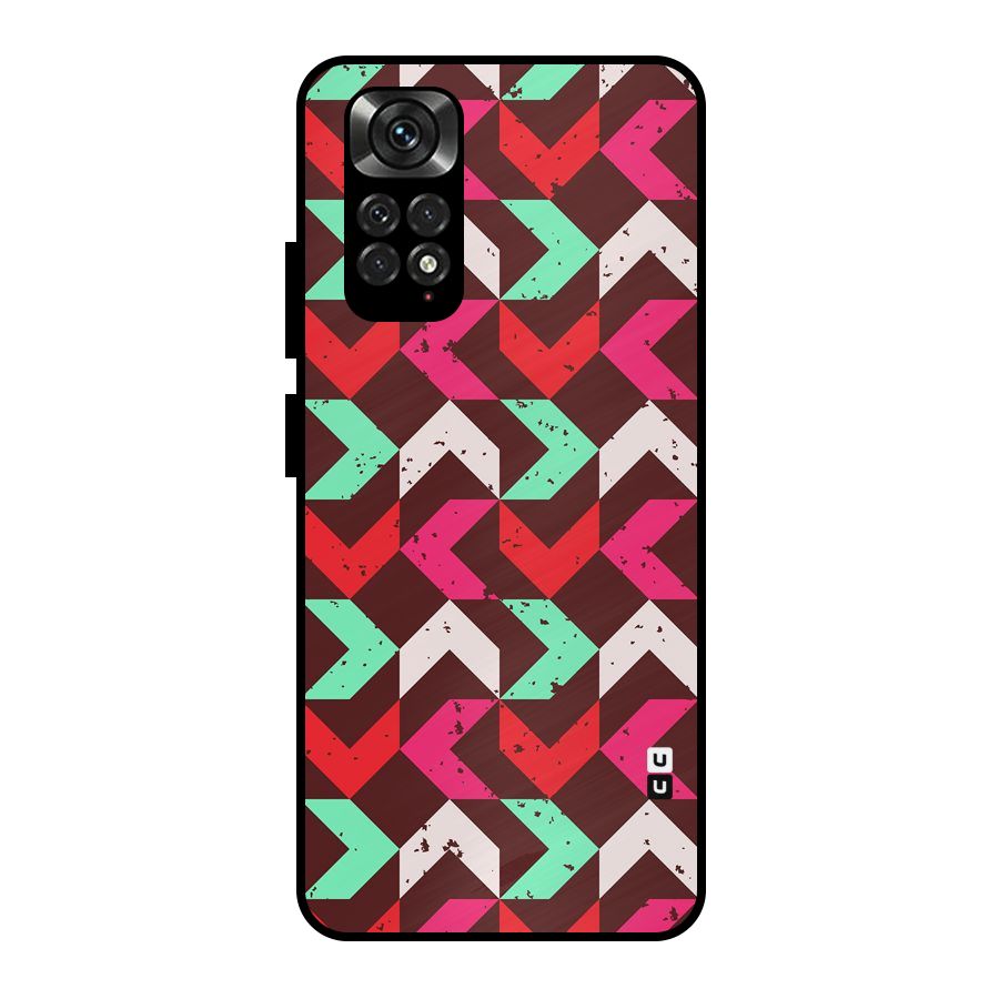 Retro Red Pink Pattern Metal Back Case for Redmi Note 11 Pro