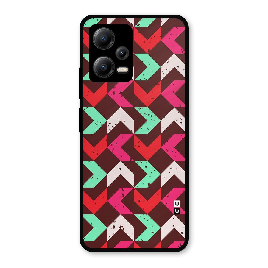 Retro Red Pink Pattern Metal Back Case for Redmi Note 12 5G