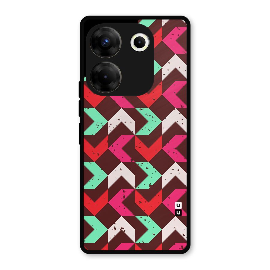 Retro Red Pink Pattern Metal Back Case for Tecno Camon 20