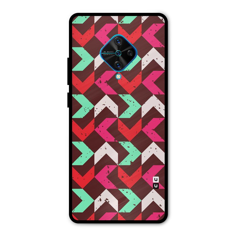 Retro Red Pink Pattern Metal Back Case for Vivo S1 Pro