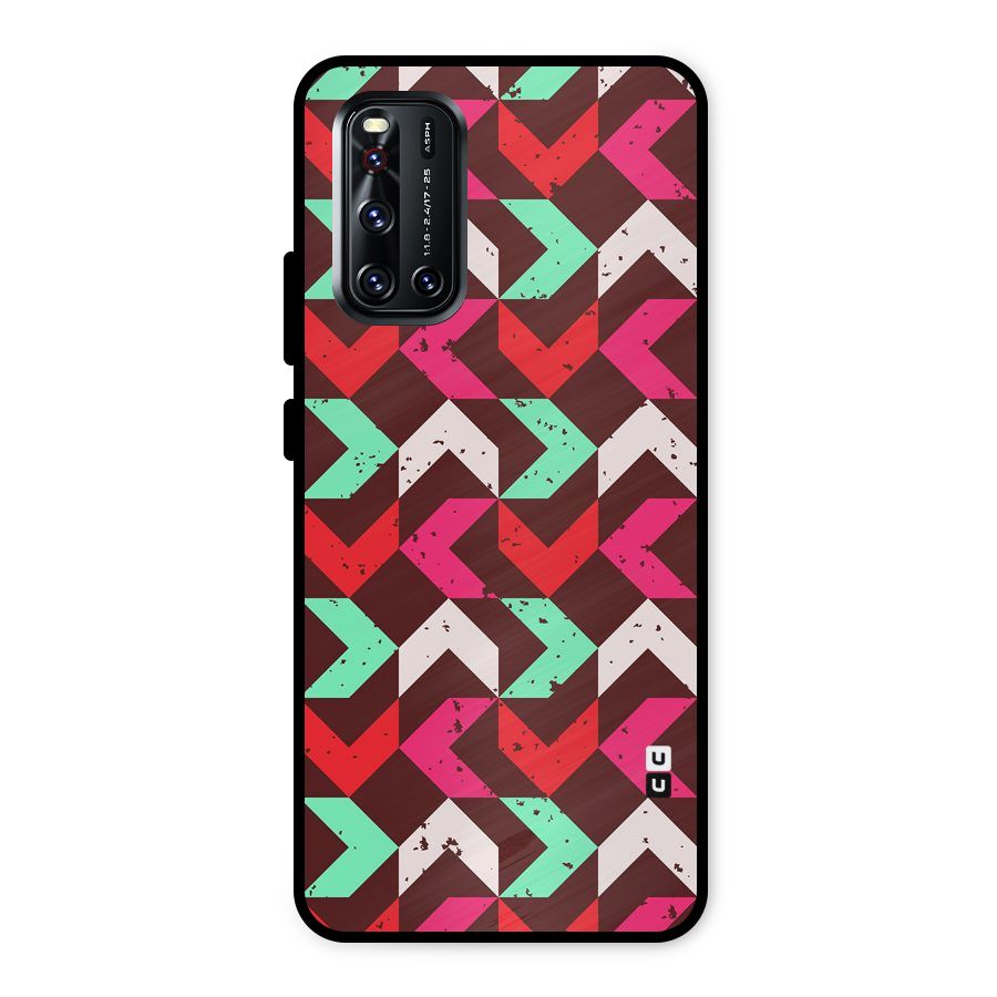 Retro Red Pink Pattern Metal Back Case for Vivo V19