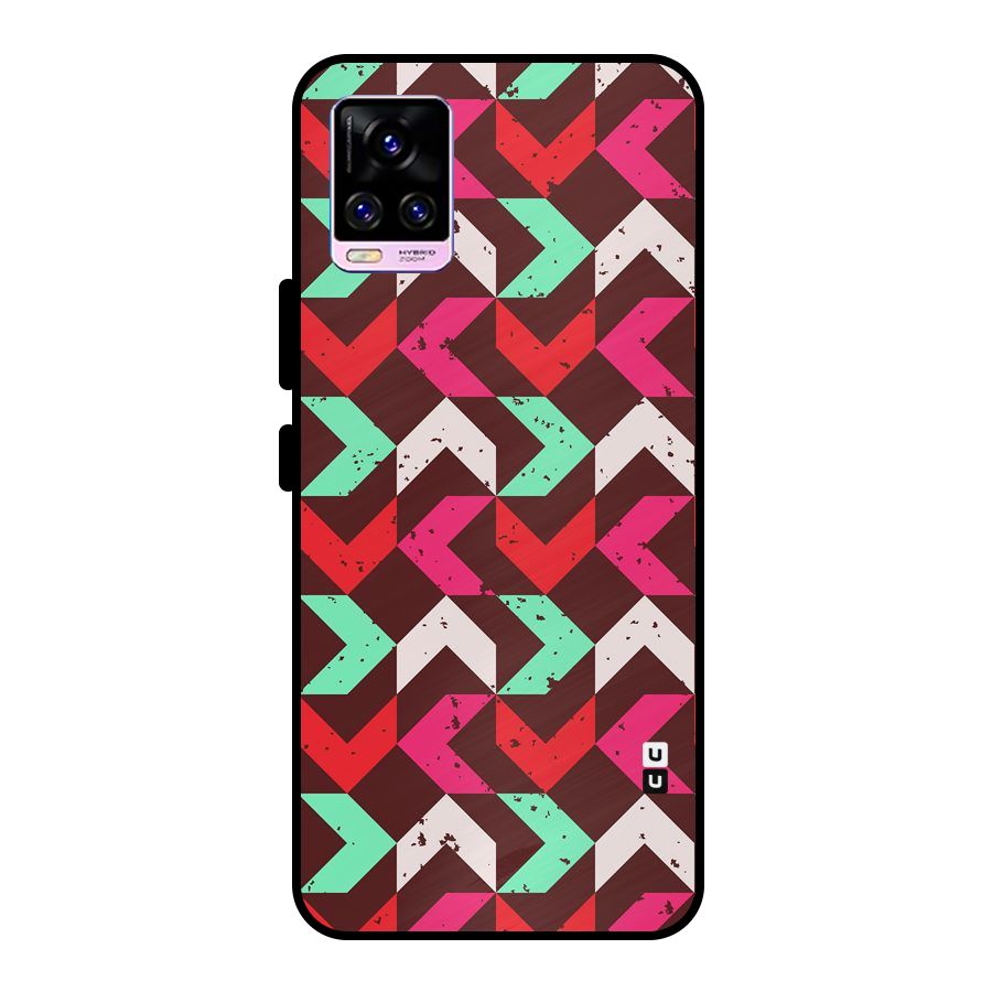 Retro Red Pink Pattern Metal Back Case for Vivo V20 Pro