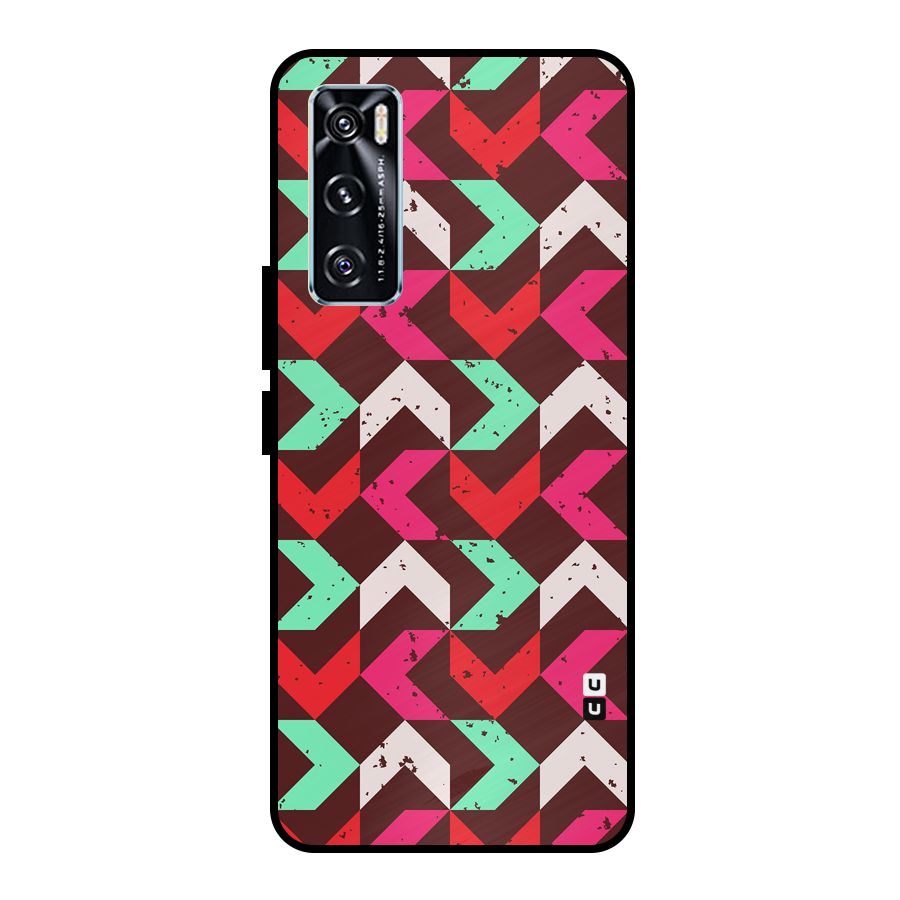 Retro Red Pink Pattern Metal Back Case for Vivo V20 SE
