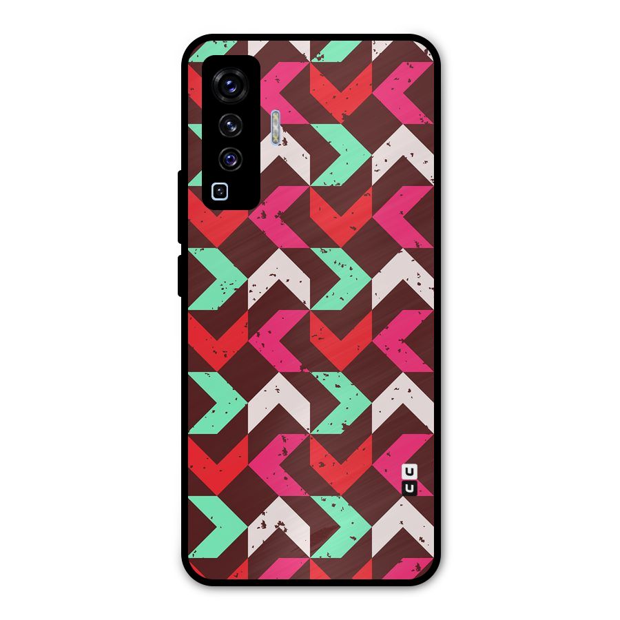 Retro Red Pink Pattern Metal Back Case for Vivo X50