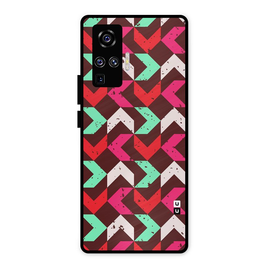 Retro Red Pink Pattern Metal Back Case for Vivo X50 Pro