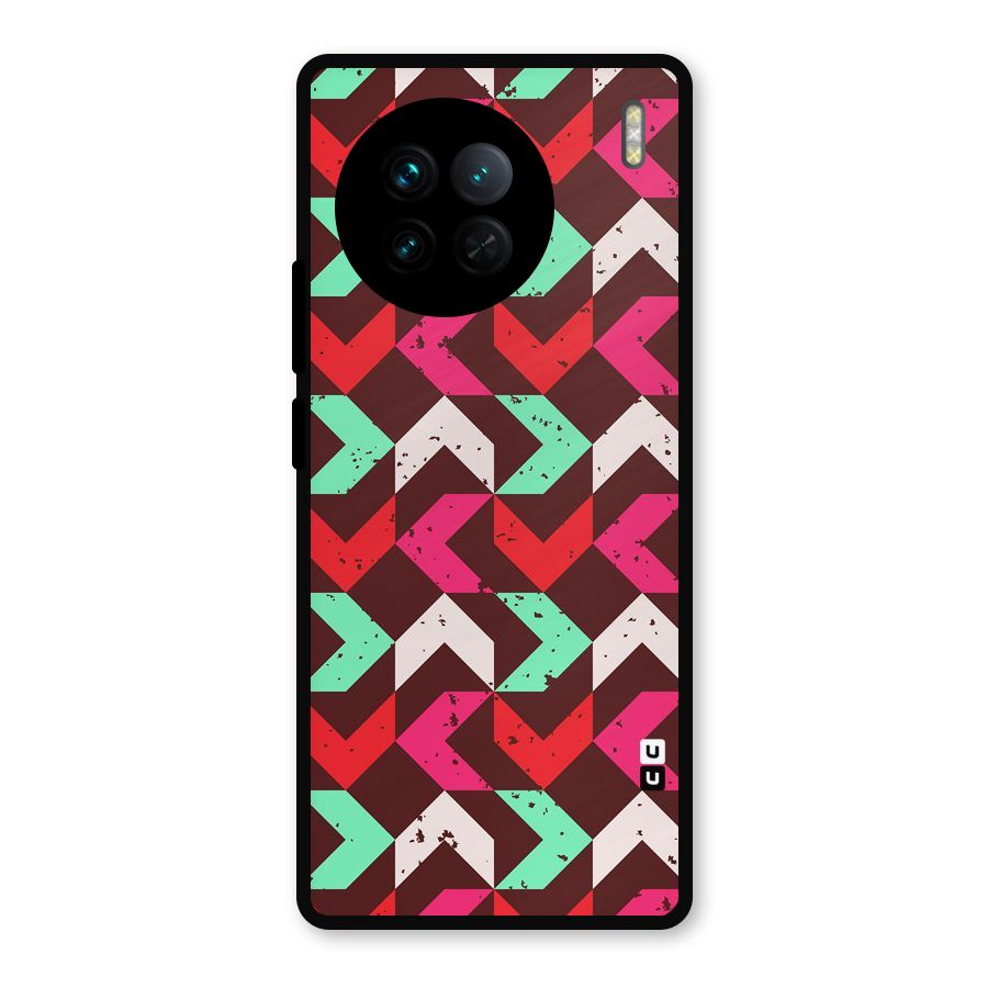 Retro Red Pink Pattern Metal Back Case for Vivo X90