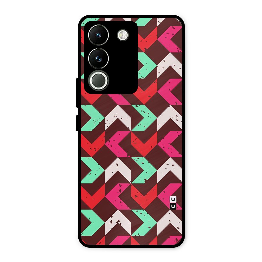 Retro Red Pink Pattern Metal Back Case for Vivo Y200