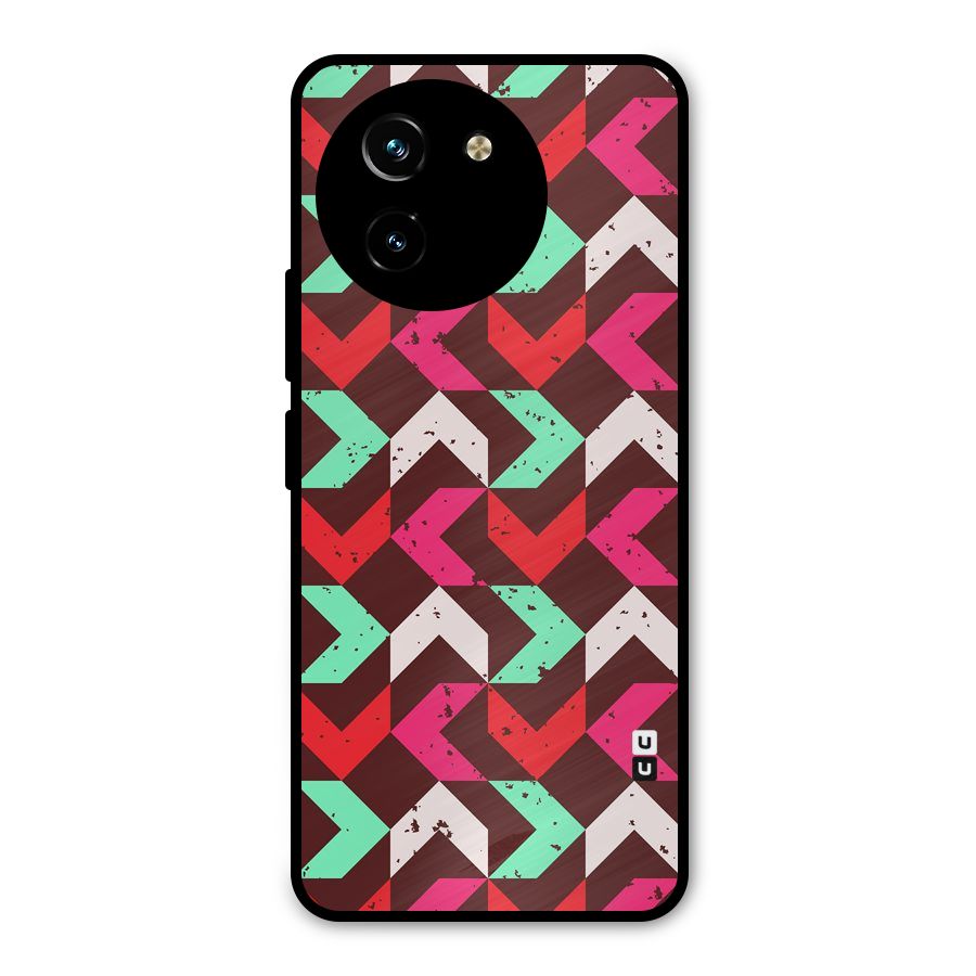 Retro Red Pink Pattern Metal Back Case for Vivo Y200i