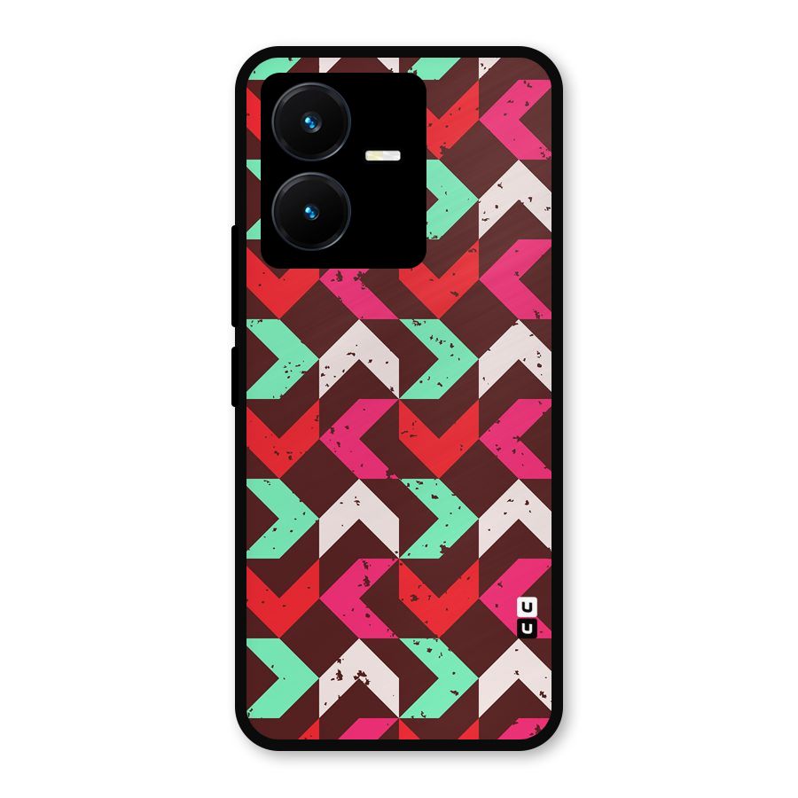 Retro Red Pink Pattern Metal Back Case for Vivo Y22