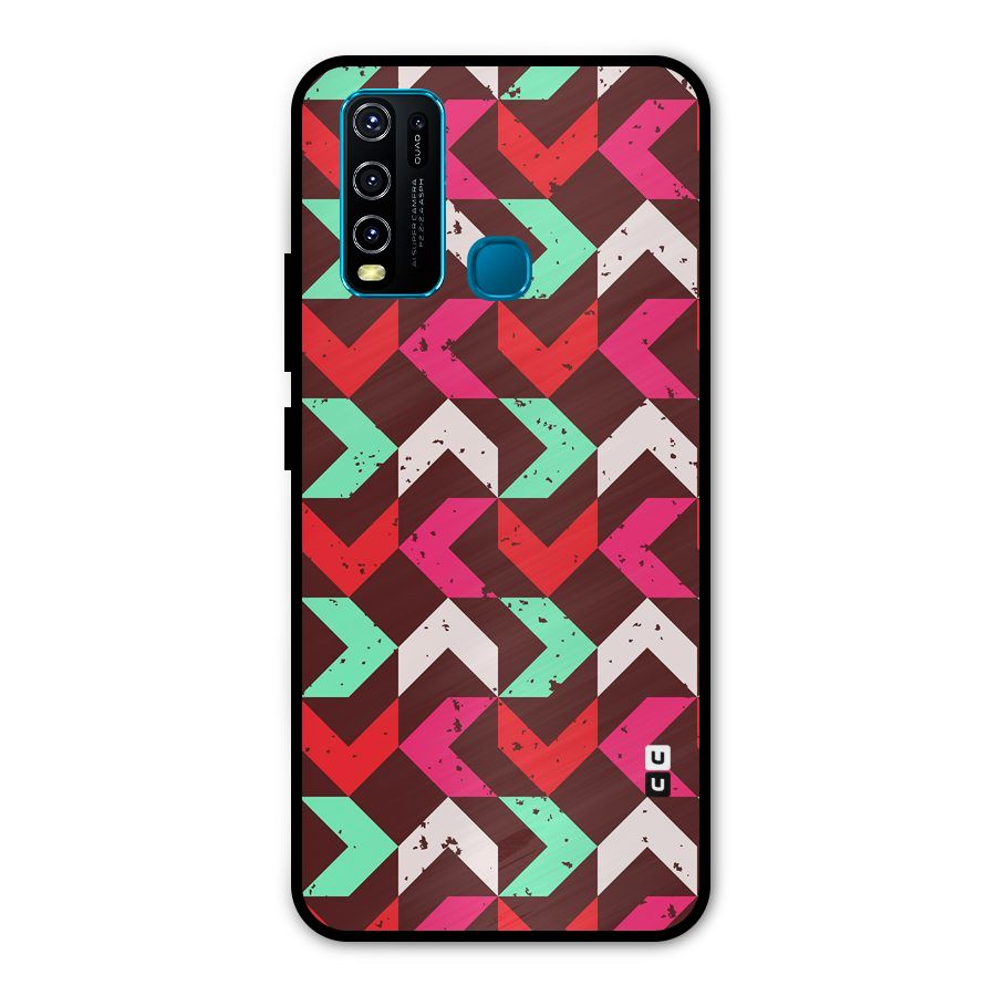 Retro Red Pink Pattern Metal Back Case for Vivo Y30