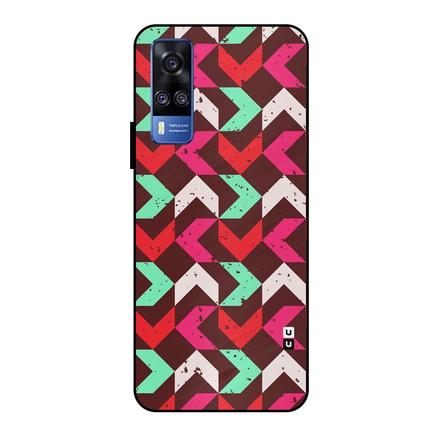 Retro Red Pink Pattern Metal Back Case for Vivo Y51