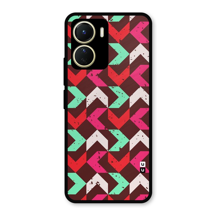 Retro Red Pink Pattern Metal Back Case for Vivo Y56