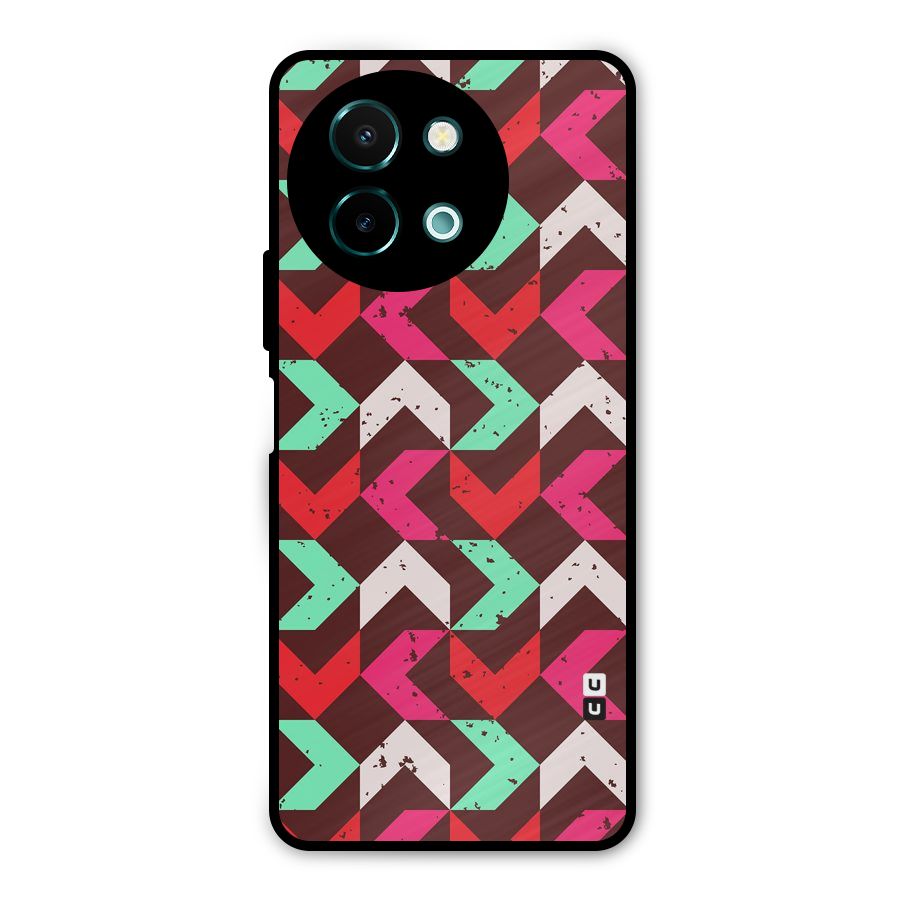 Retro Red Pink Pattern Metal Back Case for Vivo Y58