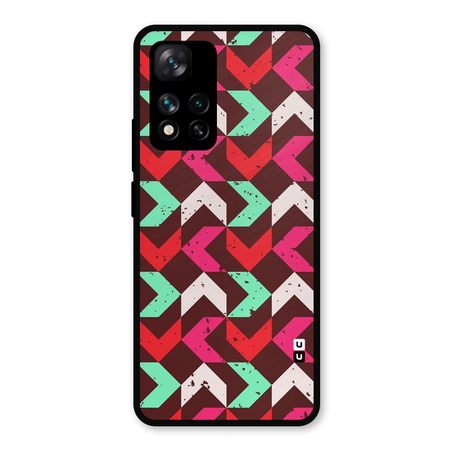 Retro Red Pink Pattern Metal Back Case for Xiaomi 11i 5G