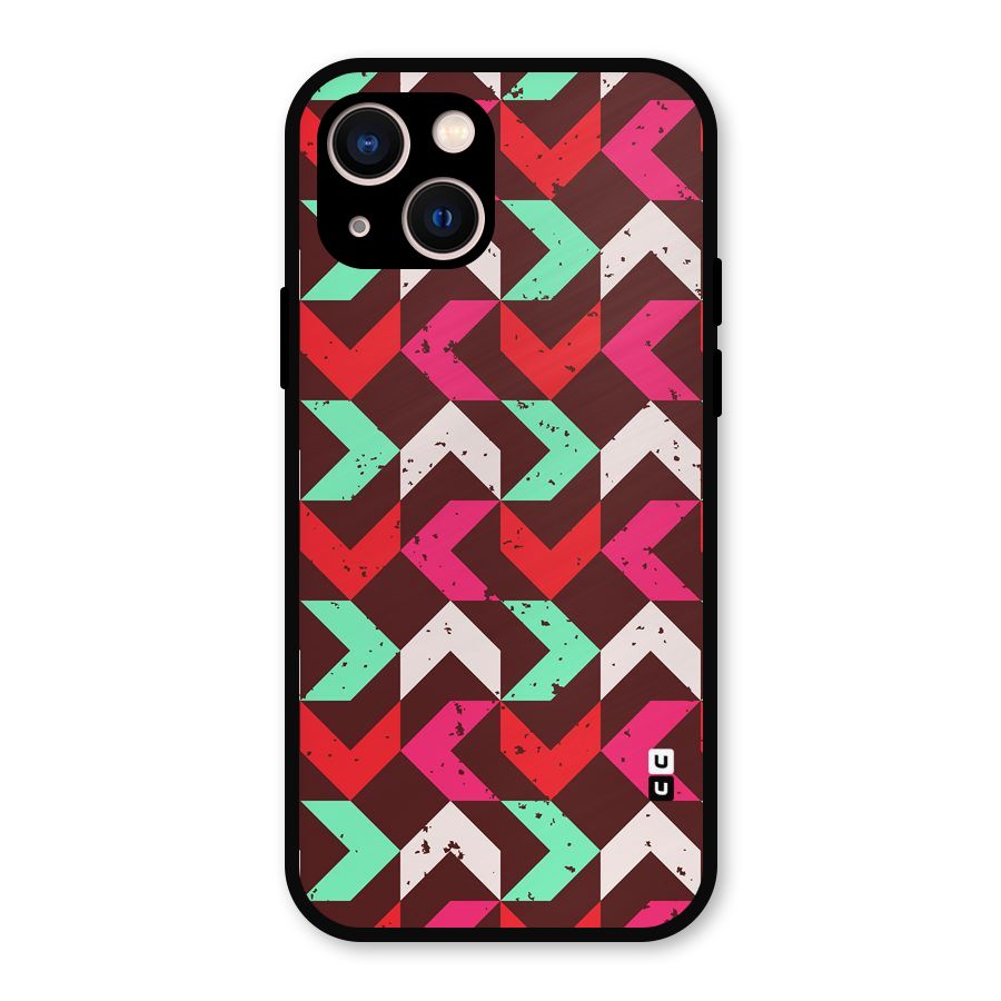 Retro Red Pink Pattern Metal Back Case for iPhone 13