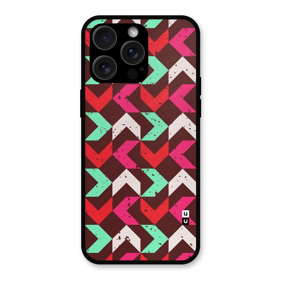 Retro Red Pink Pattern Metal Back Case for iPhone 15 Pro Max