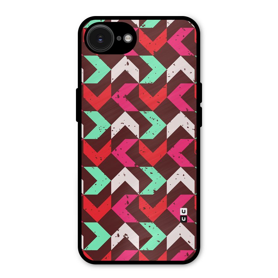 Retro Red Pink Pattern Metal Back Case for iPhone 16e
