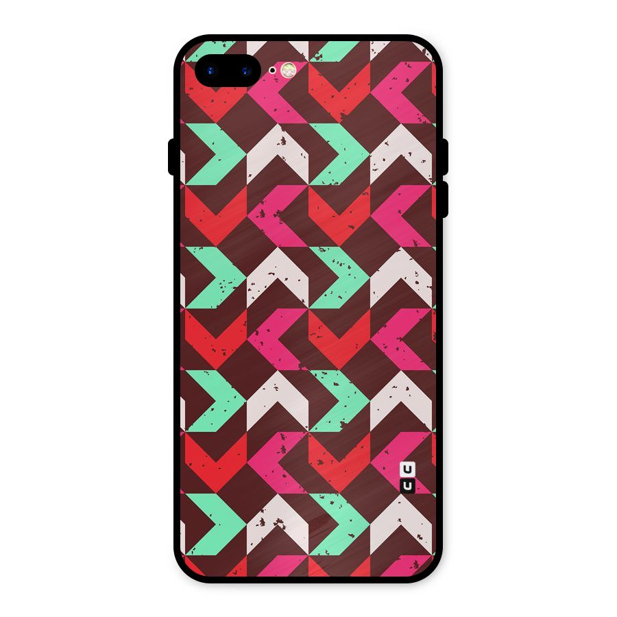 Retro Red Pink Pattern Metal Back Case for iPhone 7 Plus