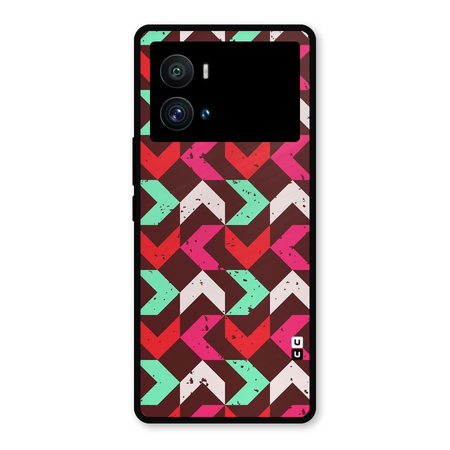 Retro Red Pink Pattern Metal Back Case for iQOO 9 Pro