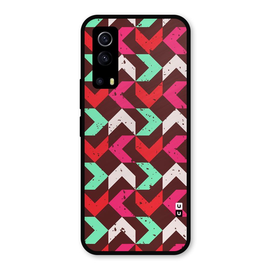 Retro Red Pink Pattern Metal Back Case for iQOO Z3